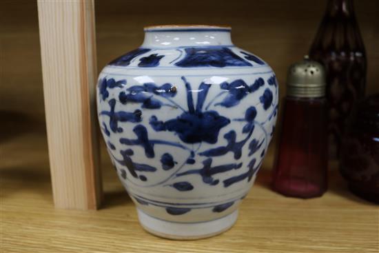 A Chinese late Ming blue and white vase